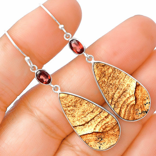Natural Picture Jasper & Garnet Earrings E-1002 SDE77528