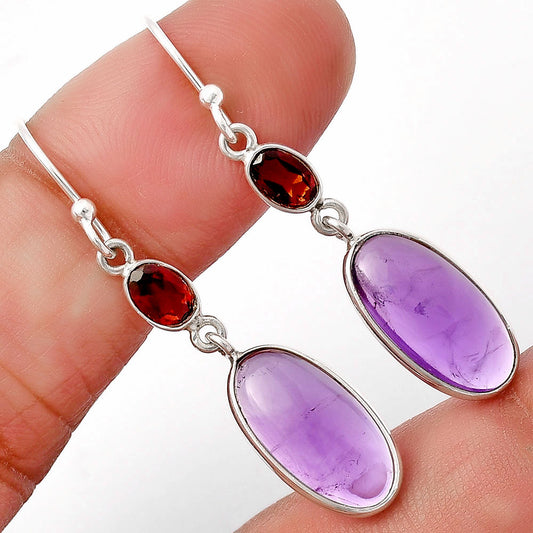 Amethyst Cab - Brazil & Garnet Earrings E-1006 SDE77736