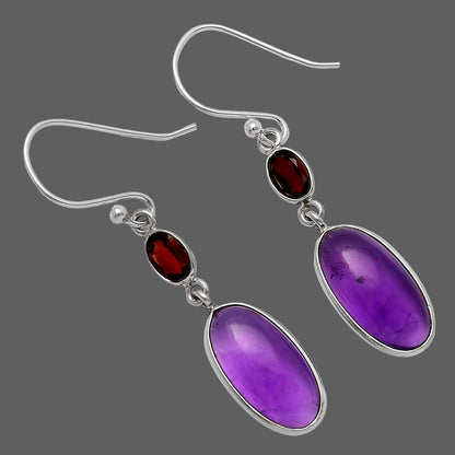 Amethyst Cab - Brazil & Garnet Earrings E-1006 SDE77736