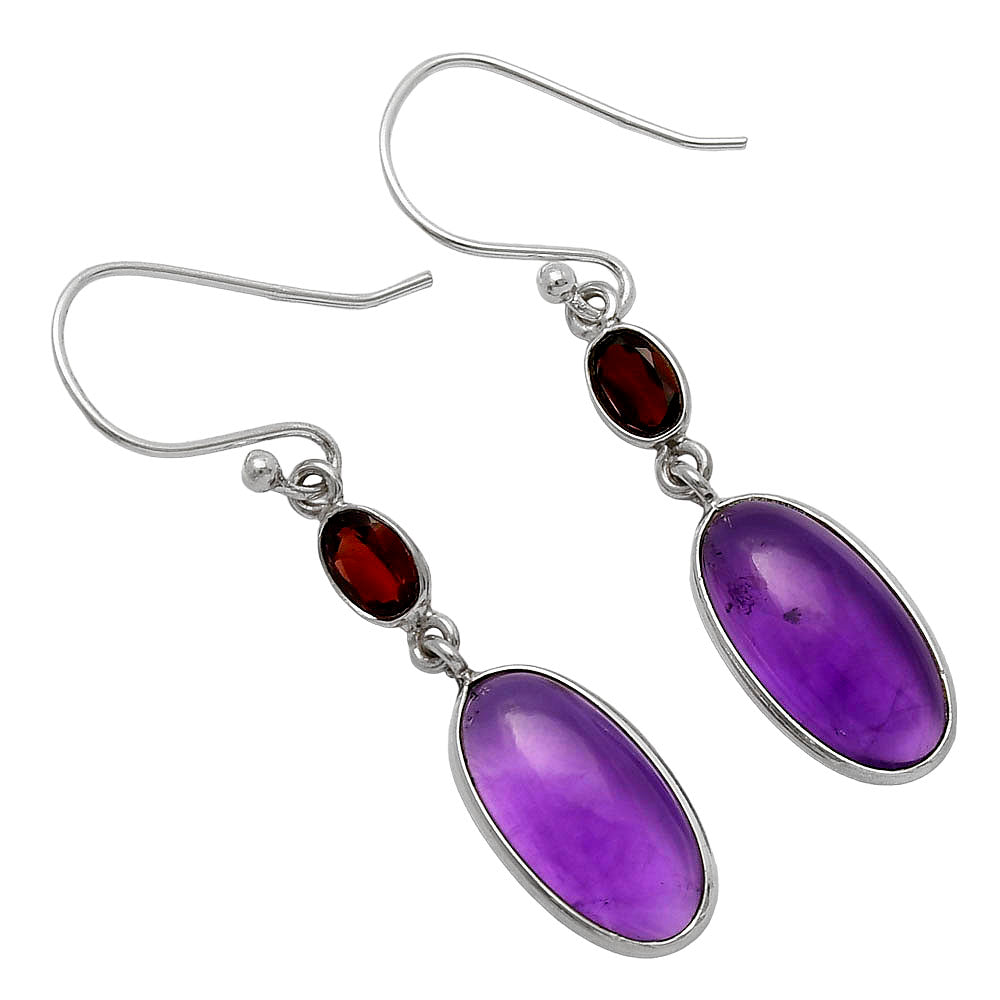Amethyst Cab - Brazil & Garnet Earrings E-1006 SDE77736