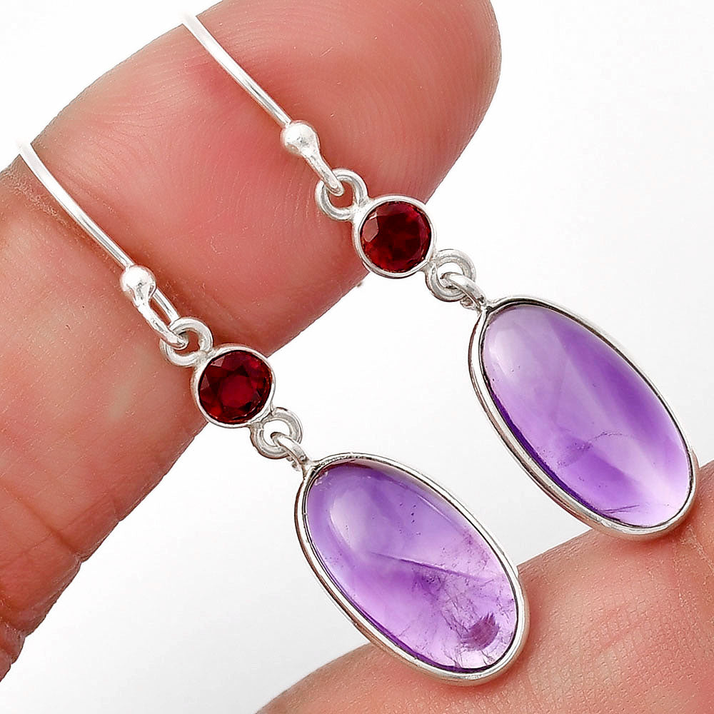 Amethyst Cab - Brazil & Garnet Earrings E-1006 SDE77738