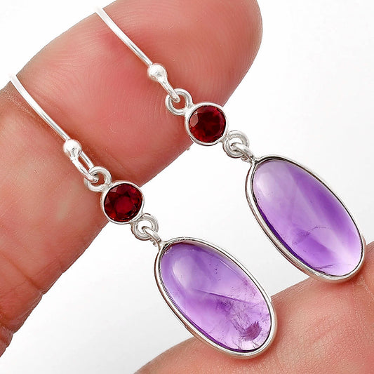 Amethyst Cab - Brazil & Garnet Earrings E-1006 SDE77738