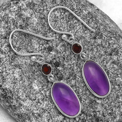 Amethyst Cab - Brazil & Garnet Earrings E-1006 SDE77738