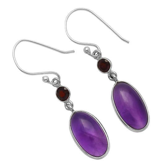 Amethyst Cab - Brazil & Garnet Earrings E-1006 SDE77738