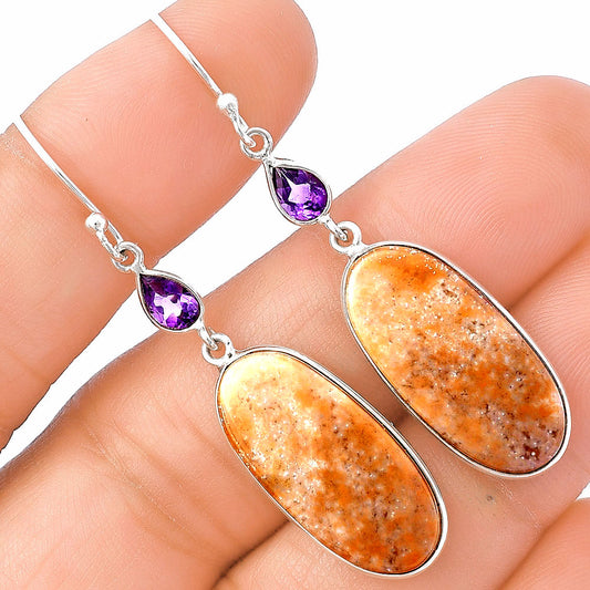 Oregon Red Moss Agate & Amethyst Earrings E-1002 SDE78779