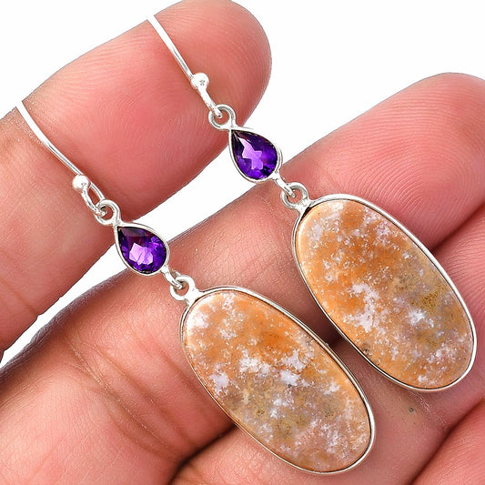 Oregon Red Moss Agate & Amethyst Earrings E-1002 SDE78780