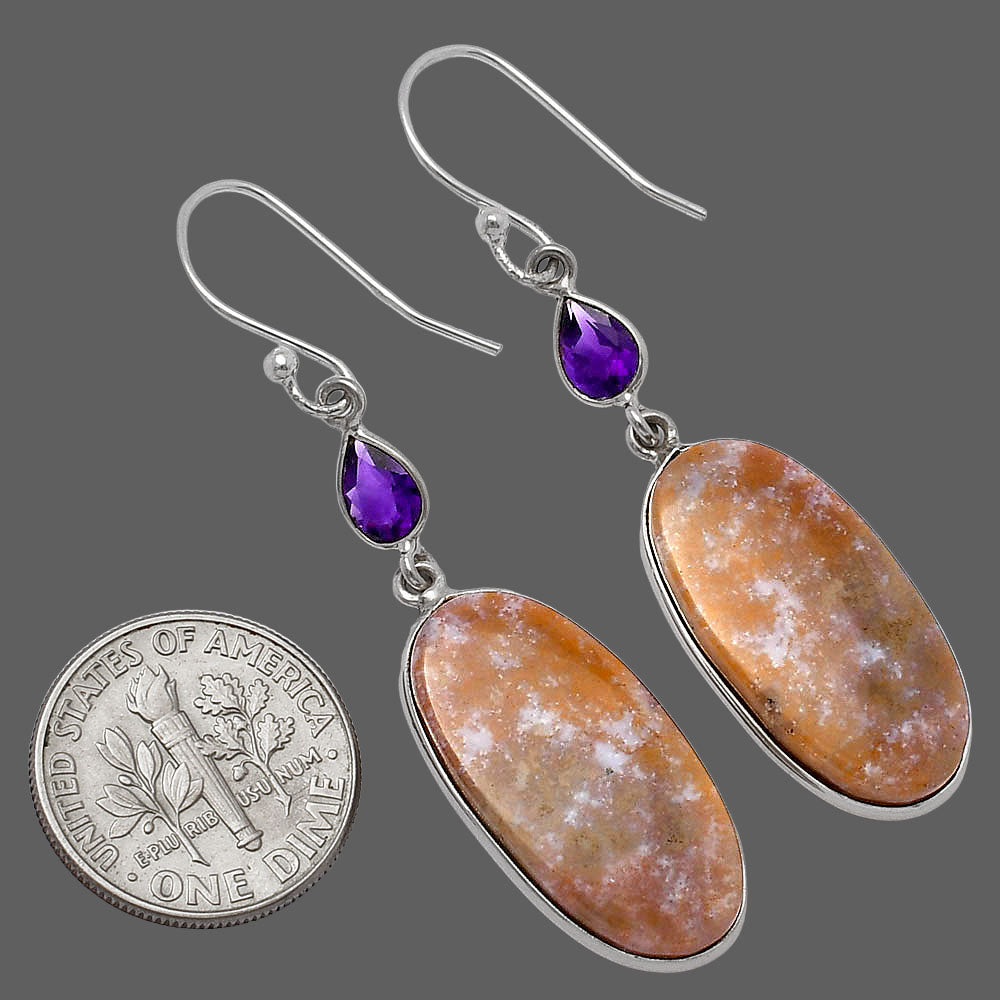 Oregon Red Moss Agate & Amethyst Earrings E-1002 SDE78780