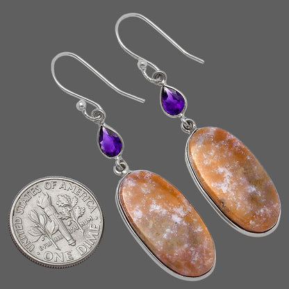 Oregon Red Moss Agate & Amethyst Earrings E-1002 SDE78780