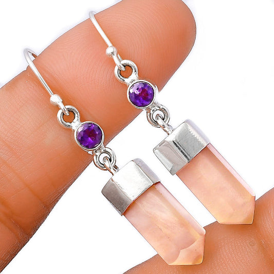 Milky Lemon Quartz Point & Amethyst Earrings E-1135 SDE79109