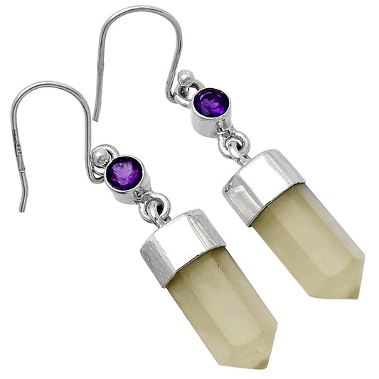 Milky Lemon Quartz Point & Amethyst Earrings E-1135 SDE79109
