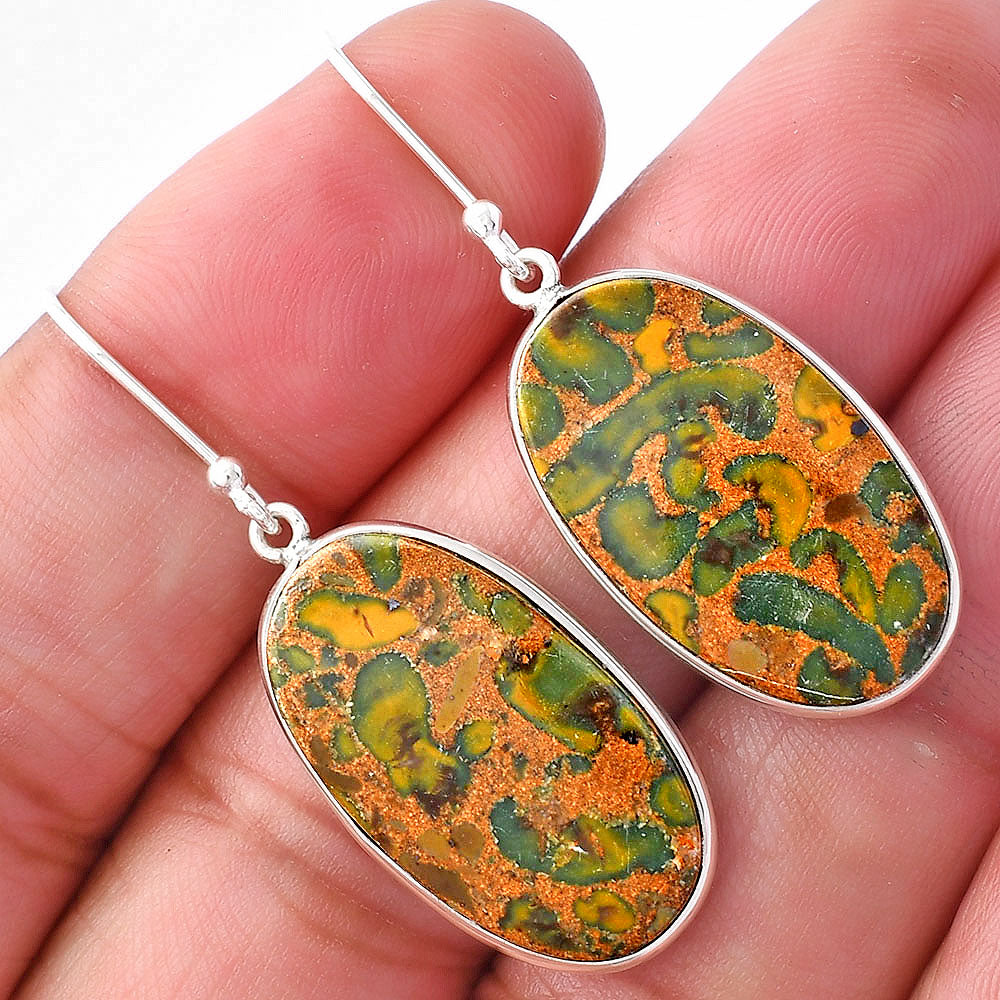 Natural Bamboo Jasper Earrings E-1001 SDE79484