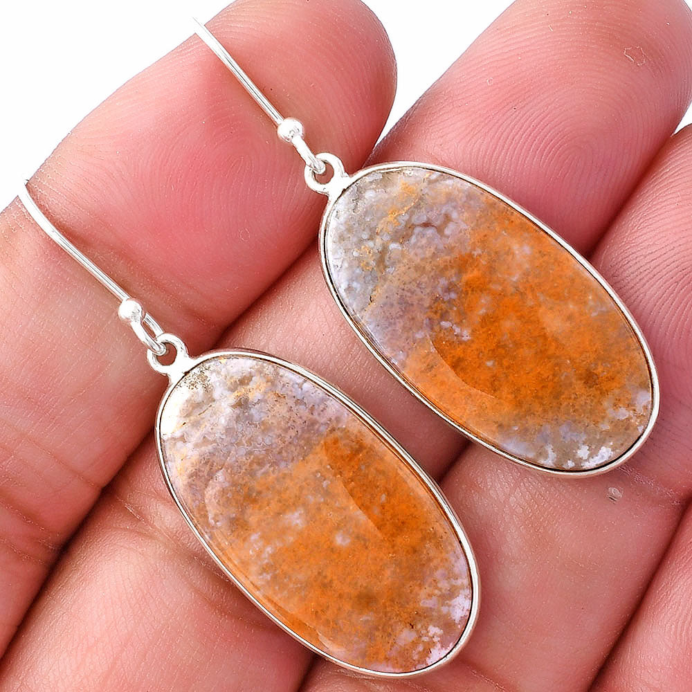 Natural Red Moss Agate Earrings E-1001 SDE80007