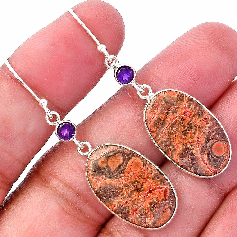 Natural Poppy Jasper & Amethyst Earrings E-1002 SDE80540