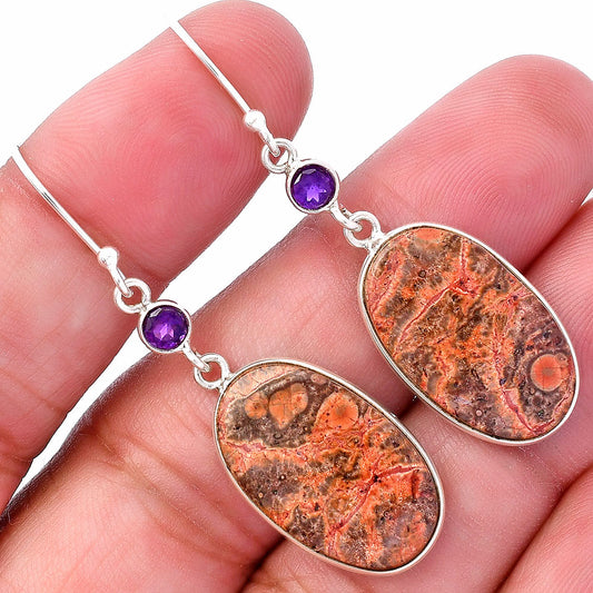 Natural Poppy Jasper & Amethyst Earrings E-1002 SDE80540