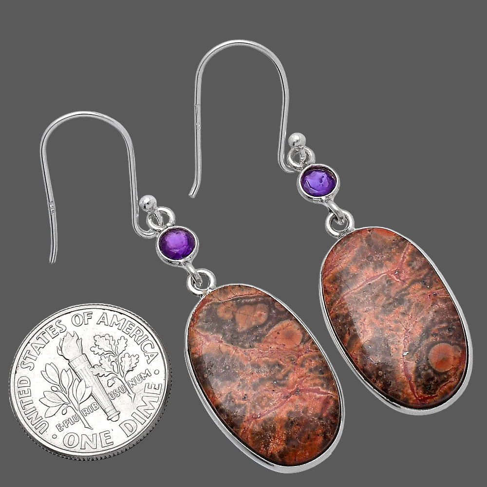 Natural Poppy Jasper & Amethyst Earrings E-1002 SDE80540