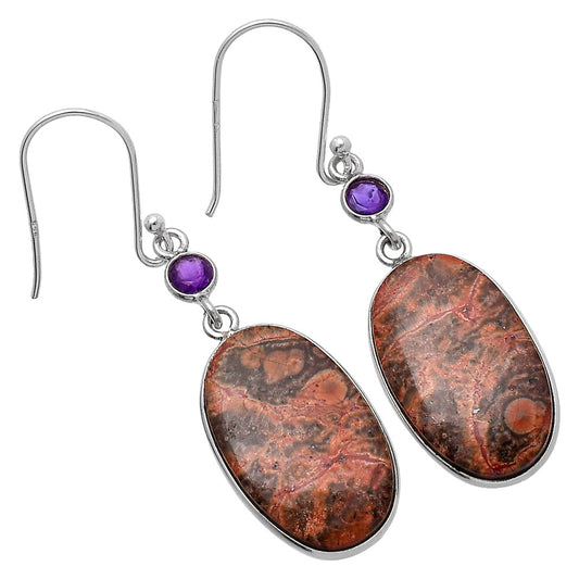 Natural Poppy Jasper & Amethyst Earrings E-1002 SDE80540