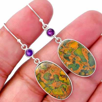 Natural Bamboo Jasper & Amethyst Earrings E-1002 SDE80551