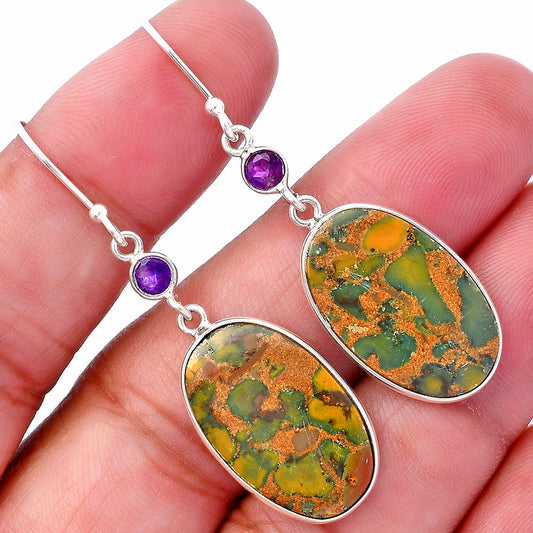 Natural Bamboo Jasper & Amethyst Earrings E-1002 SDE80551