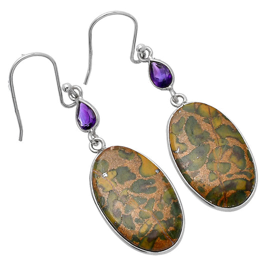 Natural Bamboo Jasper & Amethyst Earrings E-1002 SDE80552