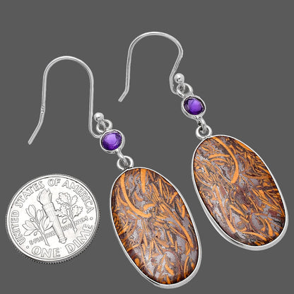 Coquina Fossil Jasper & Amethyst Earrings E-1002 SDE80553