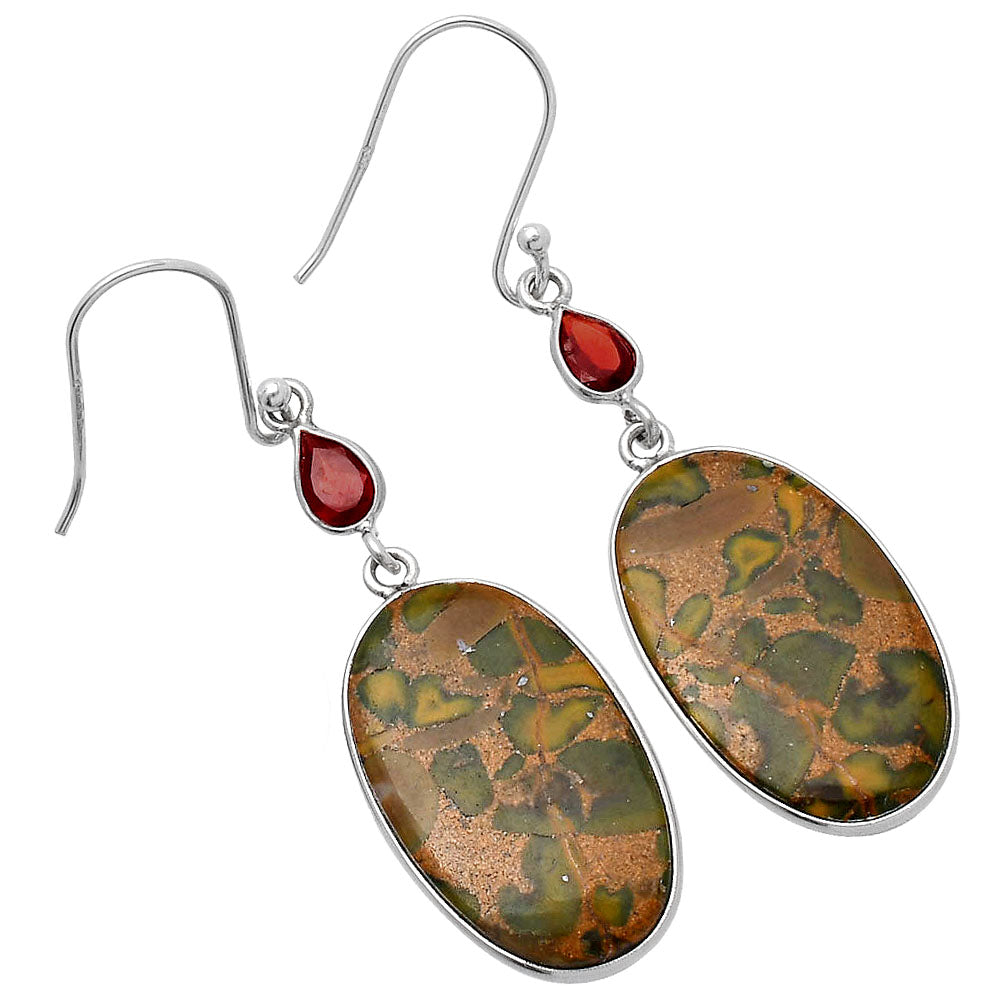 Natural Bamboo Jasper & Garnet Earrings E-1002 SDE80554