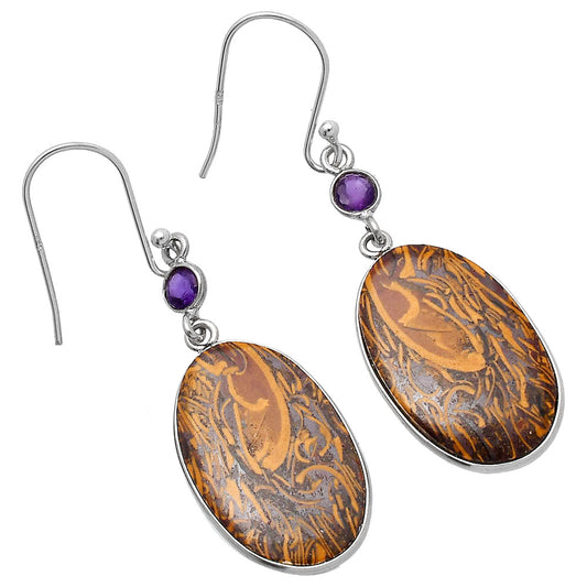 Coquina Fossil Jasper & Amethyst Earrings E-1002 SDE80557