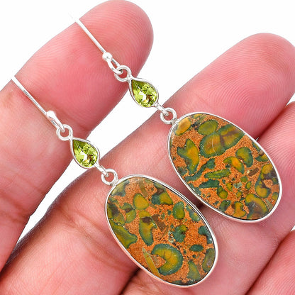 Natural Bamboo Jasper & Peridot Earrings E-1002 SDE80558