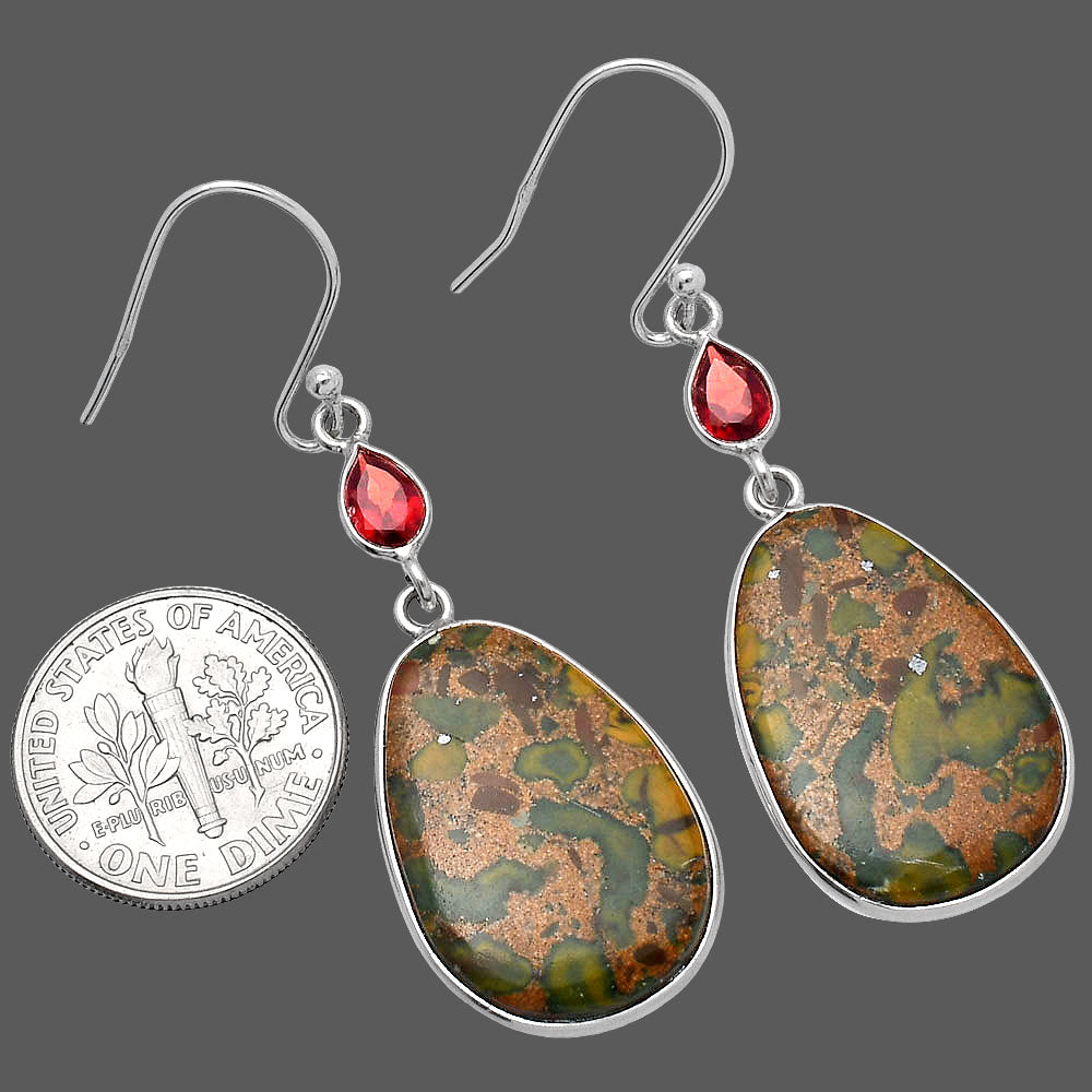 Natural Bamboo Jasper & Garnet Earrings E-1002 SDE80560