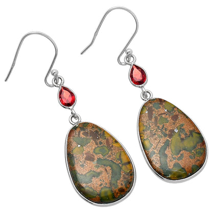 Natural Bamboo Jasper & Garnet Earrings E-1002 SDE80560