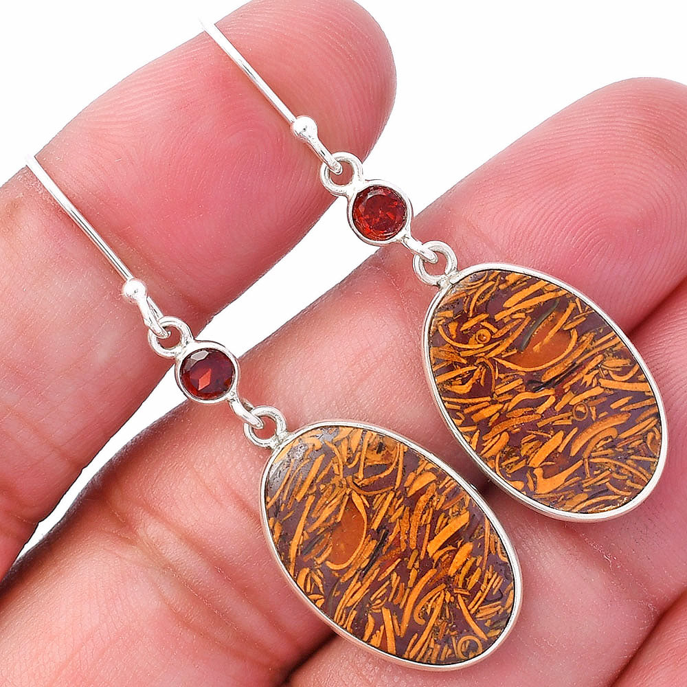 Coquina Fossil Jasper & Garnet Earrings E-1002 SDE80561