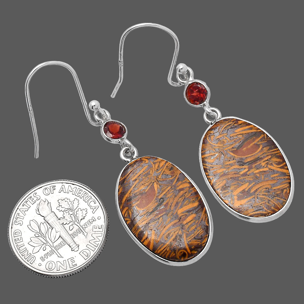 Coquina Fossil Jasper & Garnet Earrings E-1002 SDE80561