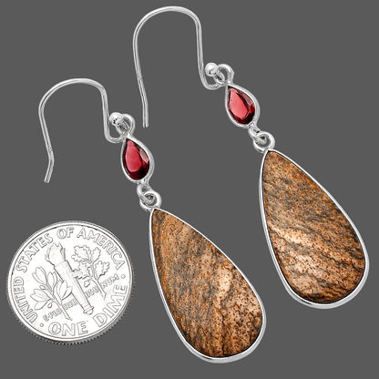 Natural Picture Jasper & Garnet Earrings E-1002 SDE80562