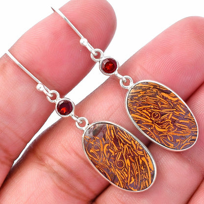 Coquina Fossil Jasper & Garnet Earrings E-1002 SDE80566