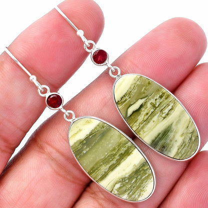 Natural Serpentine & Garnet Earrings E-1002 SDE80621