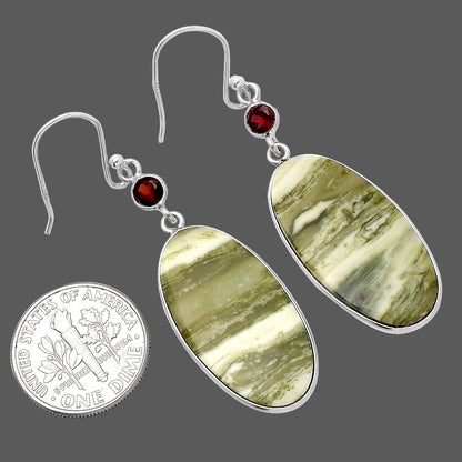 Natural Serpentine & Garnet Earrings E-1002 SDE80621