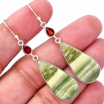 Natural Serpentine & Garnet Earrings E-1002 SDE80623
