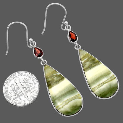 Natural Serpentine & Garnet Earrings E-1002 SDE80623