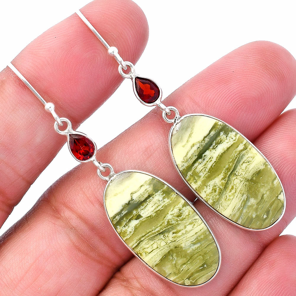 Natural Serpentine & Garnet Earrings E-1002 SDE80624