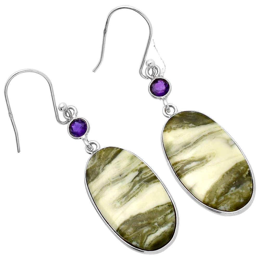 Natural Serpentine & Amethyst Earrings E-1002 SDE80627
