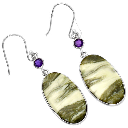Natural Serpentine & Amethyst Earrings E-1002 SDE80627