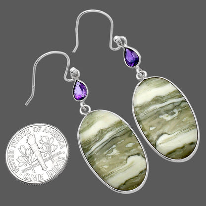Natural Serpentine & Amethyst Earrings E-1002 SDE80629