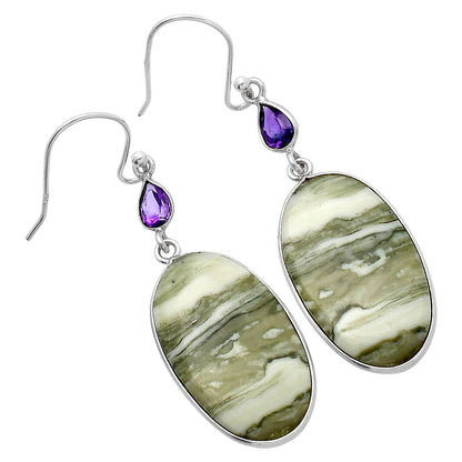 Natural Serpentine & Amethyst Earrings E-1002 SDE80629