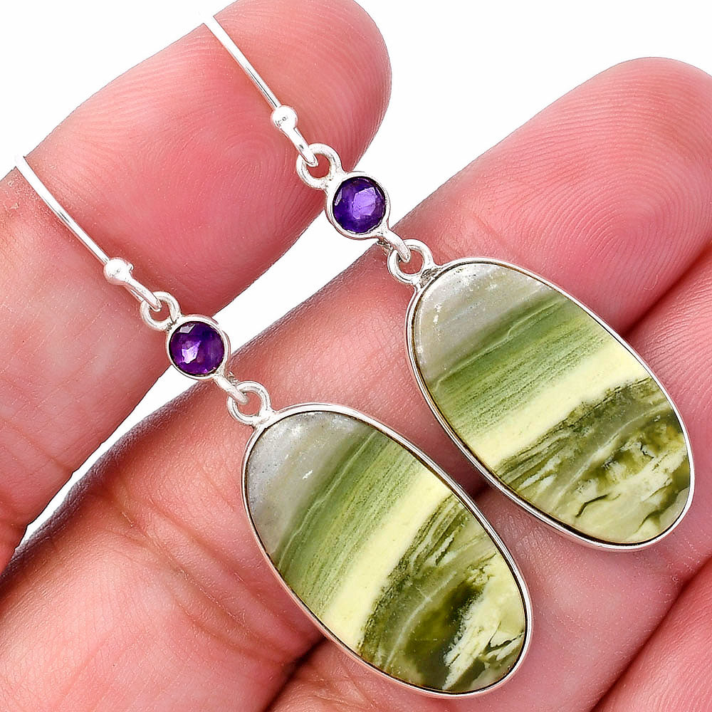 Natural Serpentine & Amethyst Earrings E-1002 SDE80630