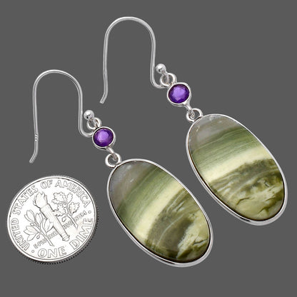 Natural Serpentine & Amethyst Earrings E-1002 SDE80630
