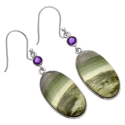 Natural Serpentine & Amethyst Earrings E-1002 SDE80630