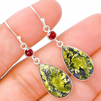 Natural Serpentine & Garnet Earrings E-1002 SDE80635