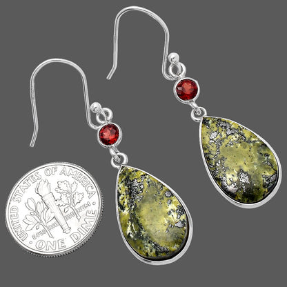 Natural Serpentine & Garnet Earrings E-1002 SDE80635