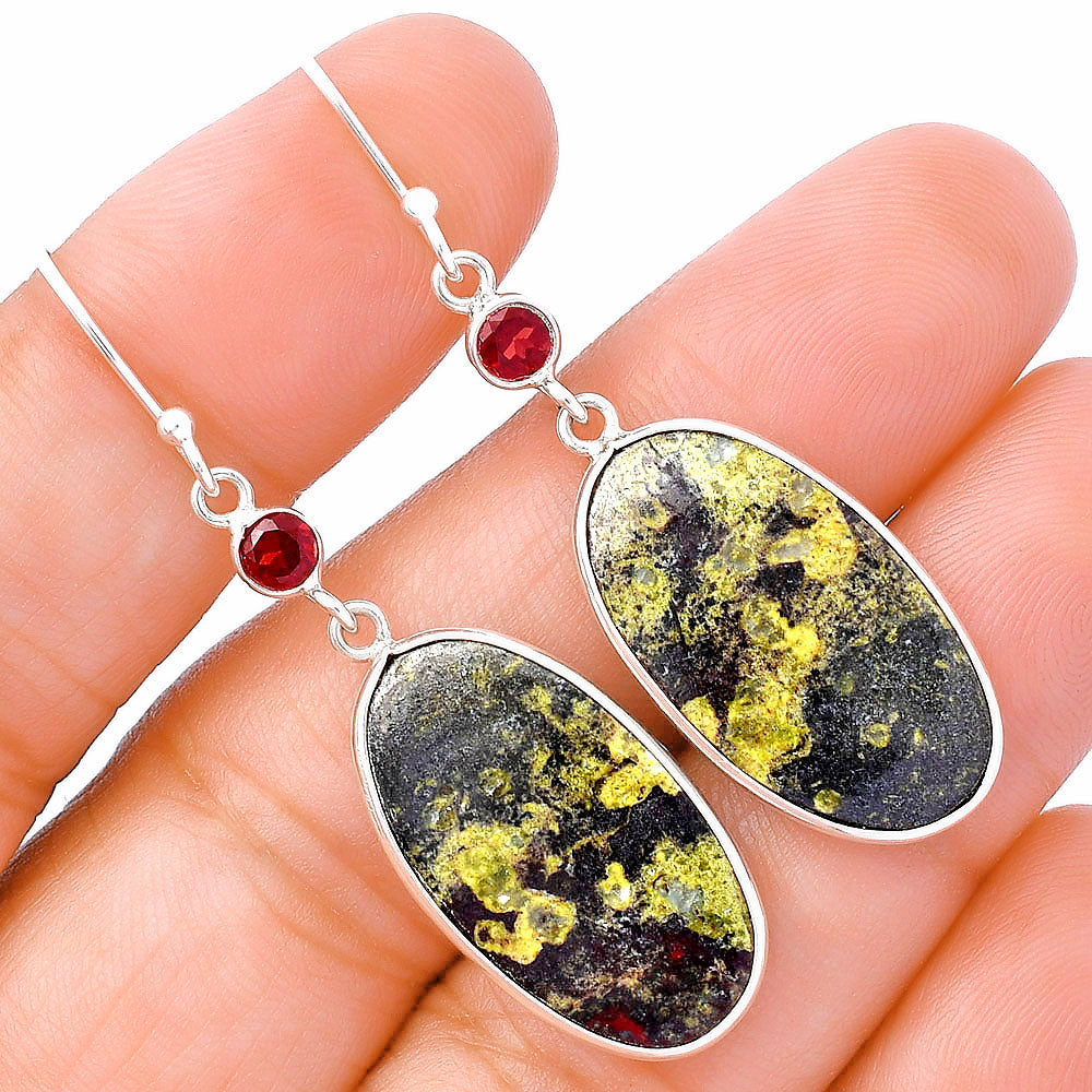 Natural Star Galaxy Jasper & Garnet Earrings E-1002 SDE80637