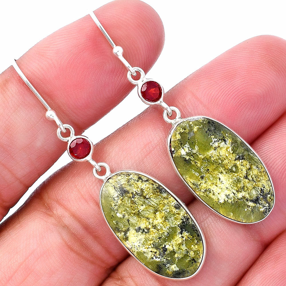 Natural Serpentine & Garnet Earrings E-1002 SDE80642