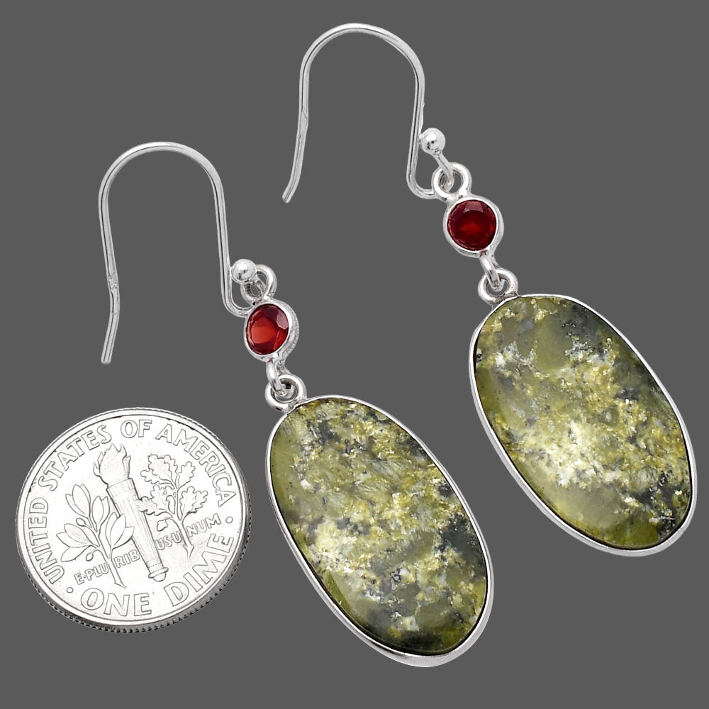 Natural Serpentine & Garnet Earrings E-1002 SDE80642